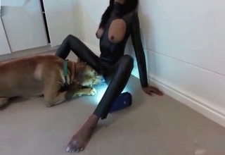 Ebony and her first animal sex action